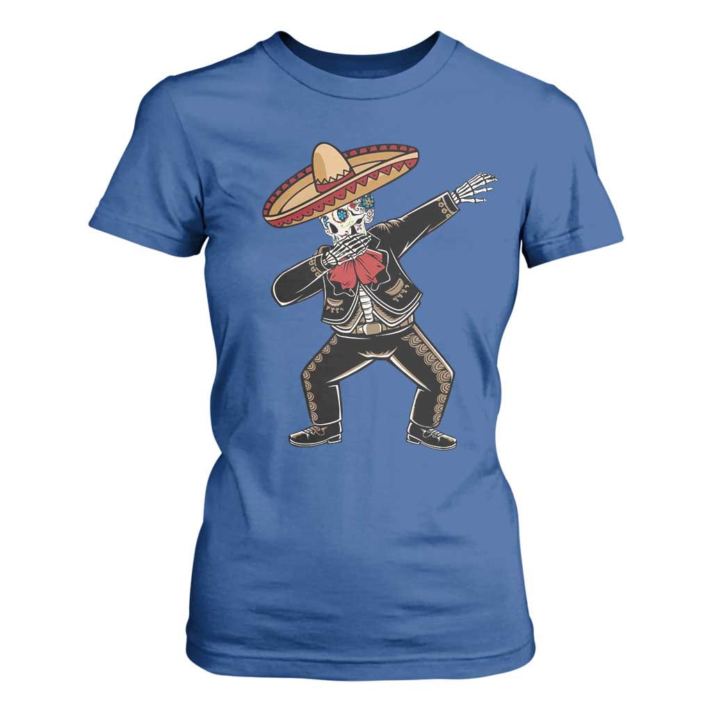 Day Of The Dead T Shirt For Women Dabbing Sugar Skull Skeleton Mariachi TS11 Royal Blue Print Your Wear