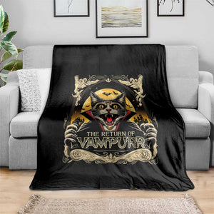 Funny Halloween Cat Throw Blanket The Return Of Vampurr Scary Vampire Moon Bat TS11 Print Your Wear