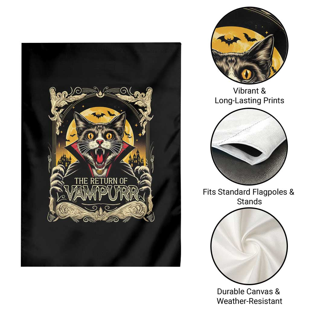 Funny Halloween Cat Garden Flag The Return Of Vampurr Scary Vampire Moon Bat TS11 Print Your Wear