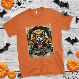 Funny Halloween Cat T Shirt The Return Of Vampurr Scary Vampire Moon Bat TS11 Orange Print Your Wear