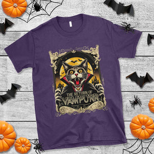 Funny Halloween Cat T Shirt The Return Of Vampurr Scary Vampire Moon Bat TS11 Purple Print Your Wear