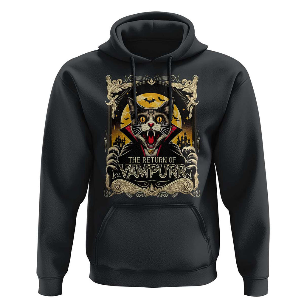 Funny Halloween Cat Hoodie The Return Of Vampurr Scary Vampire Moon Bat TS11 Black Print Your Wear