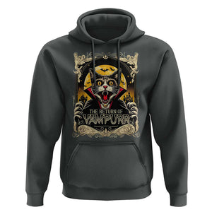 Funny Halloween Cat Hoodie The Return Of Vampurr Scary Vampire Moon Bat TS11 Dark Heather Print Your Wear
