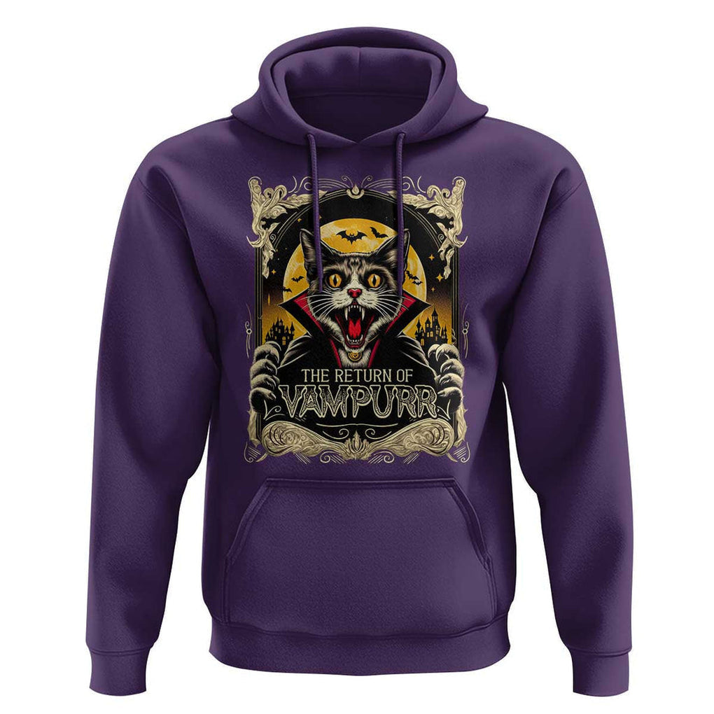 Funny Halloween Cat Hoodie The Return Of Vampurr Scary Vampire Moon Bat TS11 Purple Print Your Wear