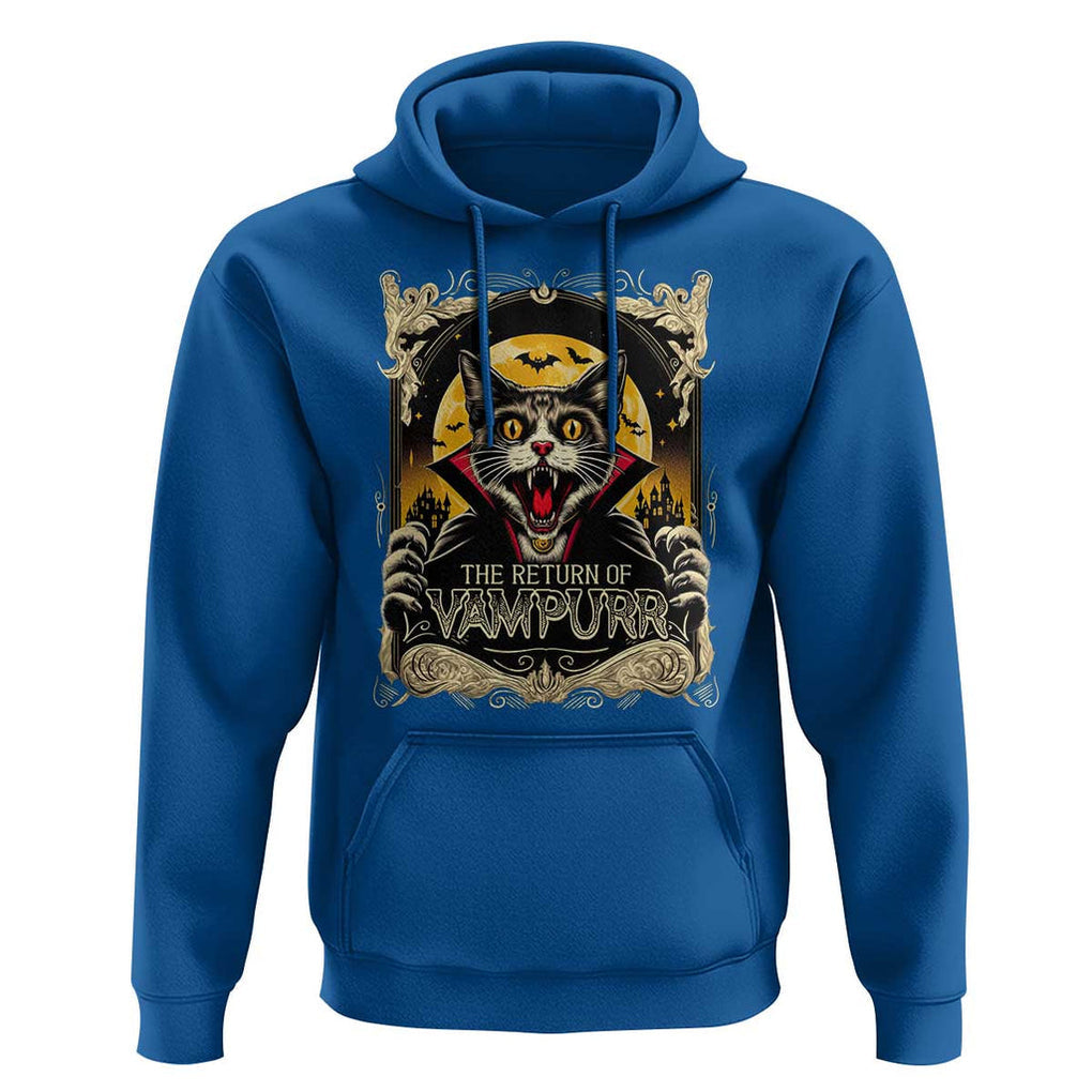 Funny Halloween Cat Hoodie The Return Of Vampurr Scary Vampire Moon Bat TS11 Royal Blue Print Your Wear