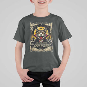 Funny Halloween Cat T Shirt For Kid The Return Of Vampurr Scary Vampire Moon Bat TS11 Dark Heather Print Your Wear