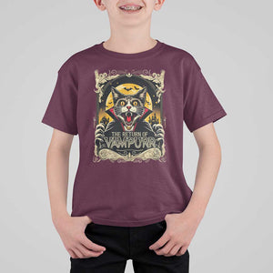 Funny Halloween Cat T Shirt For Kid The Return Of Vampurr Scary Vampire Moon Bat TS11 Maroon Print Your Wear