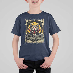 Funny Halloween Cat T Shirt For Kid The Return Of Vampurr Scary Vampire Moon Bat TS11 Navy Print Your Wear