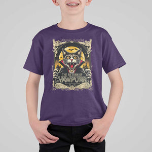 Funny Halloween Cat T Shirt For Kid The Return Of Vampurr Scary Vampire Moon Bat TS11 Purple Print Your Wear