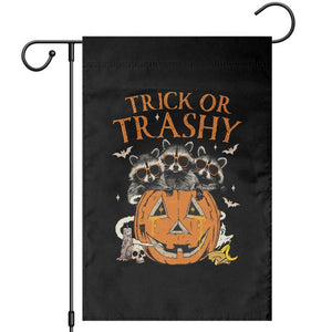 Funny Halloween Garden Flag Trick Or Trashy Racoon Vintage Pumpkin Bat Trash TS11 Black Print Your Wear