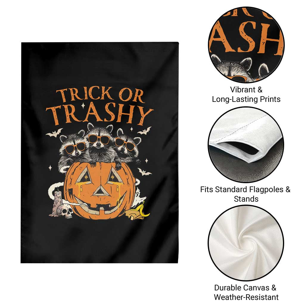 Funny Halloween Garden Flag Trick Or Trashy Racoon Vintage Pumpkin Bat Trash TS11 Print Your Wear