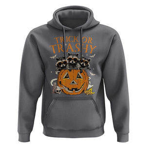 Funny Halloween Hoodie Trick Or Trashy Racoon Vintage Pumpkin Bat Trash TS11 Charcoal Print Your Wear