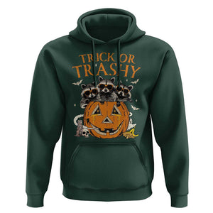 Funny Halloween Hoodie Trick Or Trashy Racoon Vintage Pumpkin Bat Trash TS11 Dark Forest Green Print Your Wear