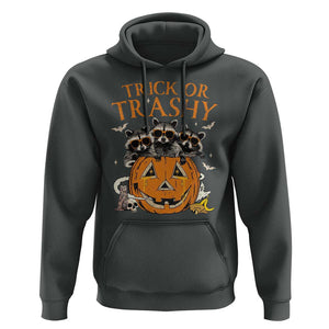 Funny Halloween Hoodie Trick Or Trashy Racoon Vintage Pumpkin Bat Trash TS11 Dark Heather Print Your Wear