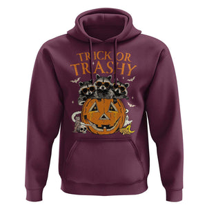 Funny Halloween Hoodie Trick Or Trashy Racoon Vintage Pumpkin Bat Trash TS11 Maroon Print Your Wear