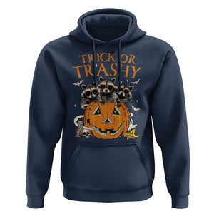 Funny Halloween Hoodie Trick Or Trashy Racoon Vintage Pumpkin Bat Trash TS11 Navy Print Your Wear