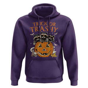 Funny Halloween Hoodie Trick Or Trashy Racoon Vintage Pumpkin Bat Trash TS11 Purple Print Your Wear