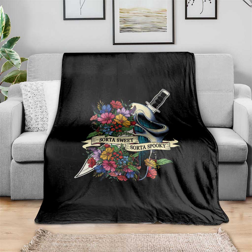 Funny Halloween Throw Blanket Sorta Sweet Sorta Spooky Ghost Flower Knife Murderer TS11 Print Your Wear
