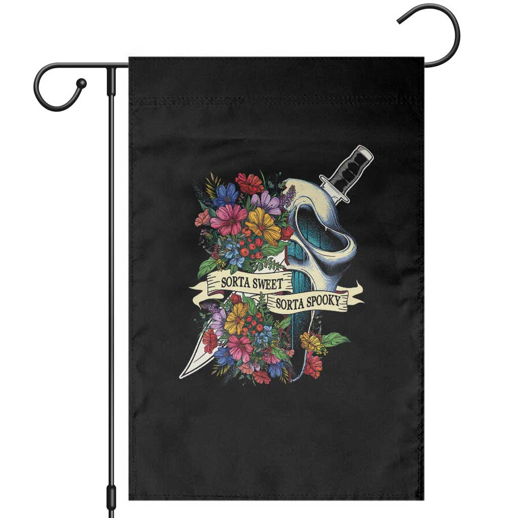 Funny Halloween Garden Flag Sorta Sweet Sorta Spooky Ghost Flower Knife Murderer TS11 Black Print Your Wear