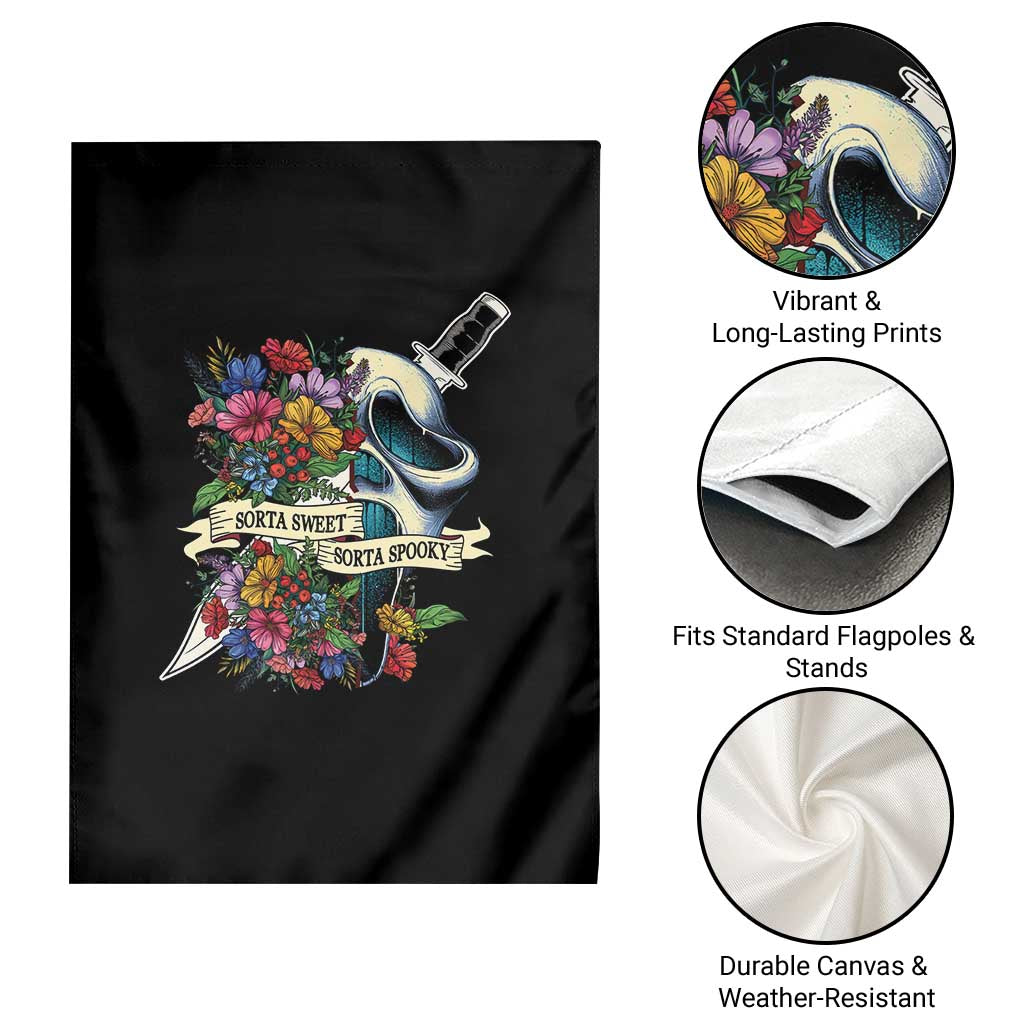 Funny Halloween Garden Flag Sorta Sweet Sorta Spooky Ghost Flower Knife Murderer TS11 Print Your Wear