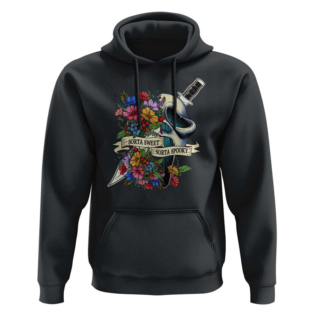 Funny Halloween Hoodie Sorta Sweet Sorta Spooky Ghost Flower Knife Murderer TS11 Black Print Your Wear