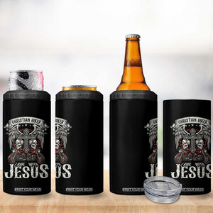 Christian Biker I Ride With Jesus 4 in 1 Can Cooler Tumbler Religious Faith Motorcycle Rider Skull TS11 Print Your Wear