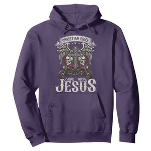 Christian Biker I Ride With Jesus Hoodie Religious Faith Motorcycle Rider Skull TS11 Purple Print Your Wear