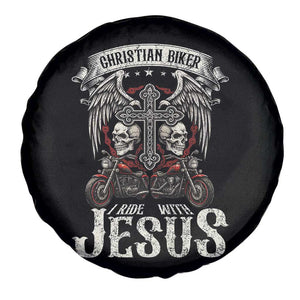 Christian Biker I Ride With Jesus Spare Tire Cover Religious Faith Motorcycle Rider Skull TS11 Print Your Wear