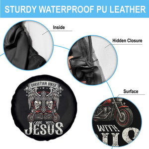 Christian Biker I Ride With Jesus Spare Tire Cover Religious Faith Motorcycle Rider Skull TS11 Print Your Wear