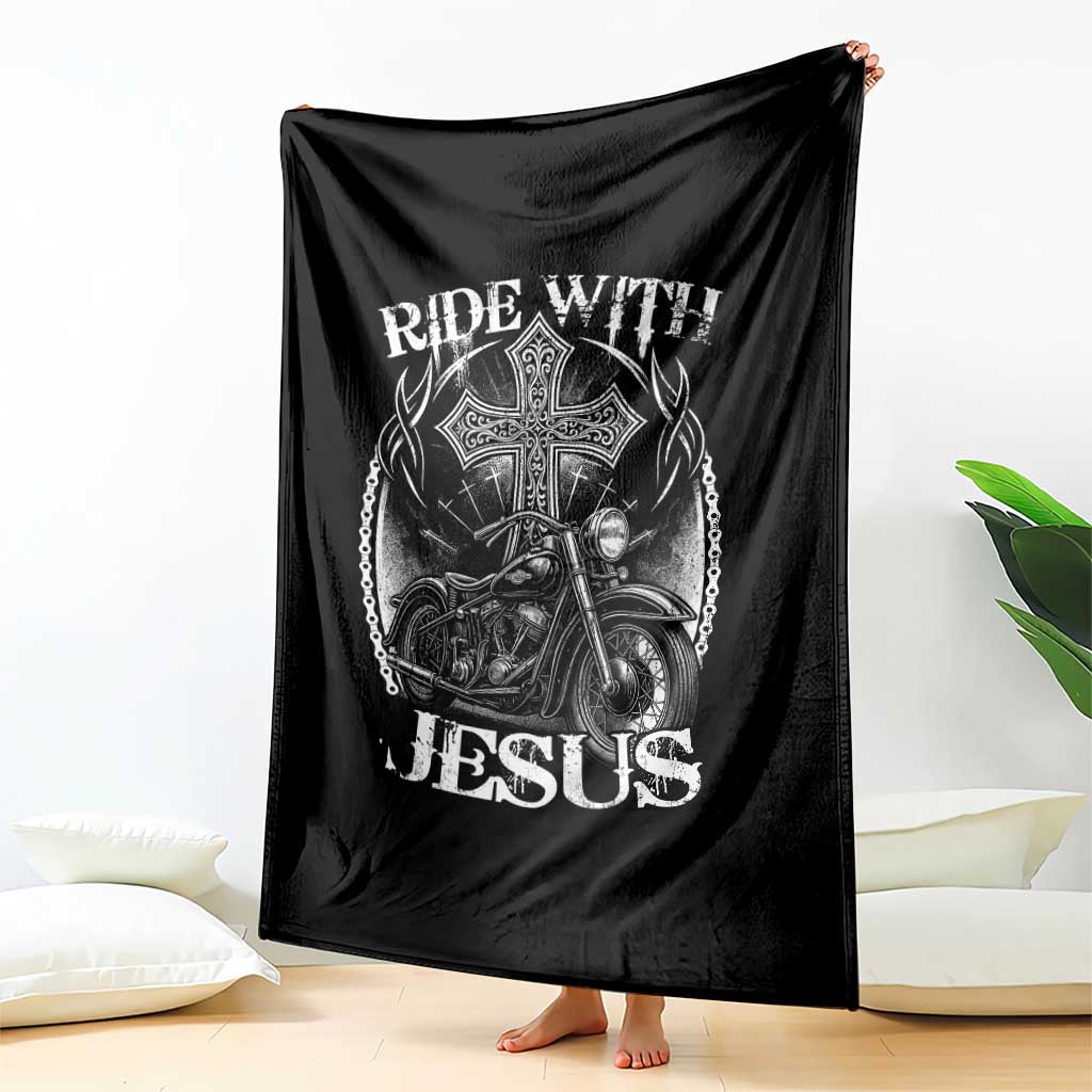 Christian Biker Throw Blanket Ride With Jesus Religious Faith Motorcycle Rider TS11 Print Your Wear
