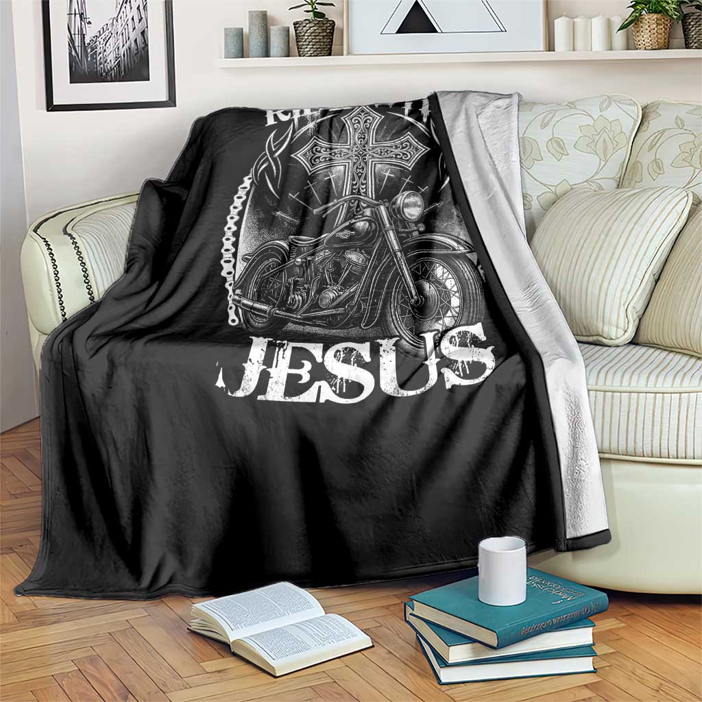 Christian Biker Throw Blanket Ride With Jesus Religious Faith Motorcycle Rider TS11 Print Your Wear