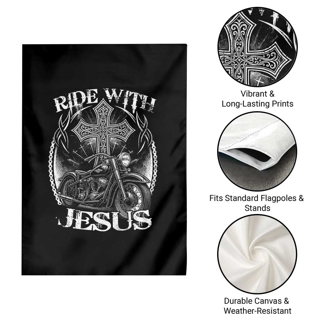 Christian Biker Garden Flag Ride With Jesus Religious Faith Motorcycle Rider TS11 Print Your Wear