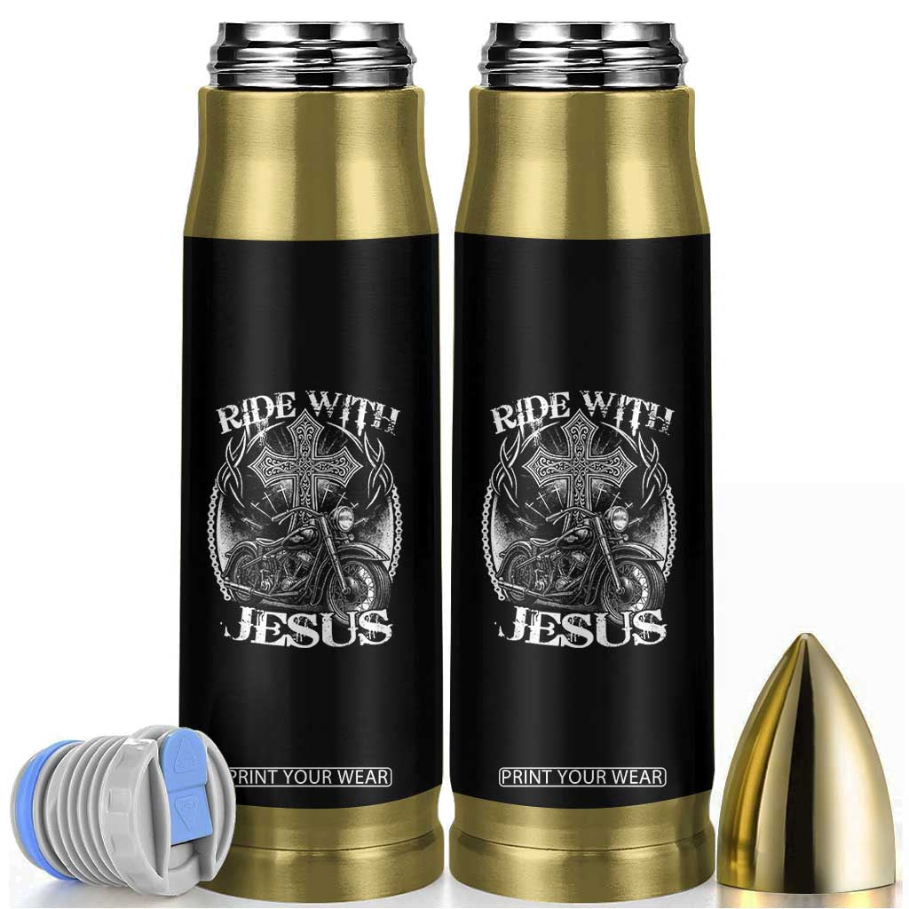 Christian Biker Bullet Tumbler Ride With Jesus Religious Faith Motorcycle Rider TS11 Black Print Your Wear