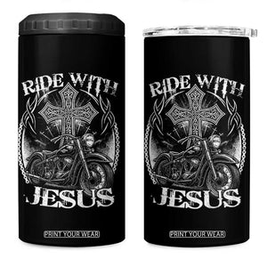 Christian Biker 4 in 1 Can Cooler Tumbler Ride With Jesus Religious Faith Motorcycle Rider TS11 One Size: 16 oz Black Print Your Wear