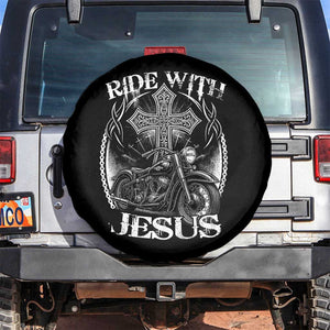 Christian Biker Spare Tire Cover Ride With Jesus Religious Faith Motorcycle Rider TS11 No hole Black Print Your Wear