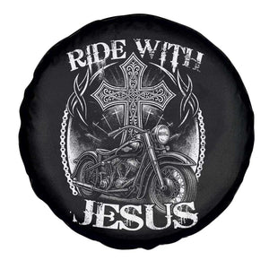 Christian Biker Spare Tire Cover Ride With Jesus Religious Faith Motorcycle Rider TS11 Print Your Wear