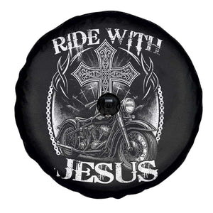 Christian Biker Spare Tire Cover Ride With Jesus Religious Faith Motorcycle Rider TS11 Print Your Wear