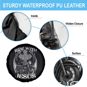 Christian Biker Spare Tire Cover Ride With Jesus Religious Faith Motorcycle Rider TS11 Print Your Wear