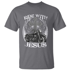 Christian Biker T Shirt Ride With Jesus Religious Faith Motorcycle Rider TS11 Charcoal Print Your Wear