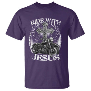 Christian Biker T Shirt Ride With Jesus Religious Faith Motorcycle Rider TS11 Purple Print Your Wear