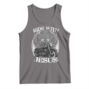 Christian Biker Tank Top Ride With Jesus Religious Faith Motorcycle Rider TS11 Deep Heather Print Your Wear