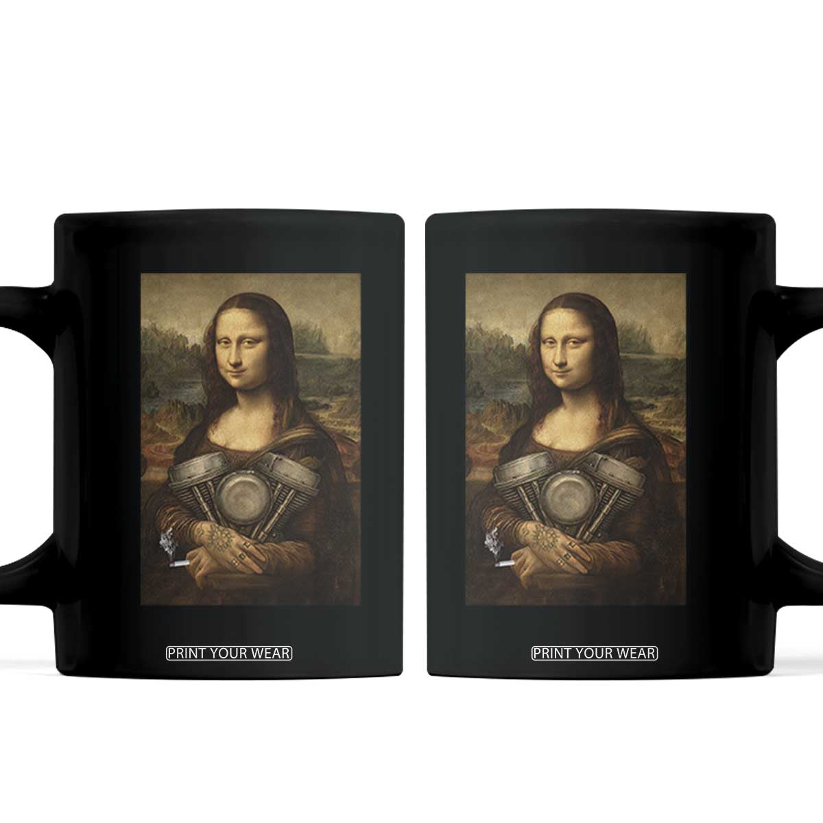 Funny Monalisa Rider Vintage Retro Motorcycle Engine Coffee Mug TS11 Black Print Your Wear