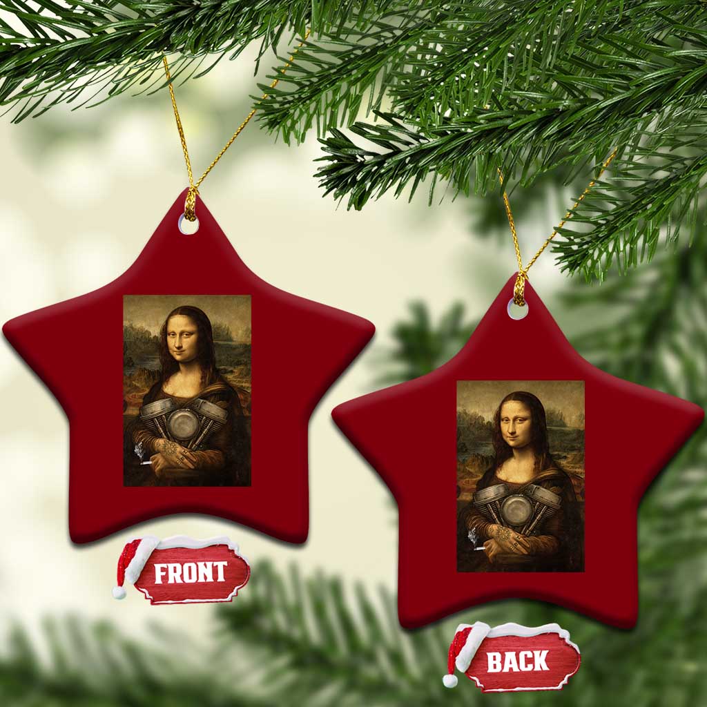 Funny Monalisa Rider Vintage Retro Motorcycle Engine Ceramic Ornament TS11 Print Your Wear