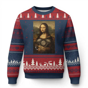 Funny Monalisa Rider Vintage Retro Motorcycle Engine Ugly Christmas Sweater TS11 Navy Red Print Your Wear