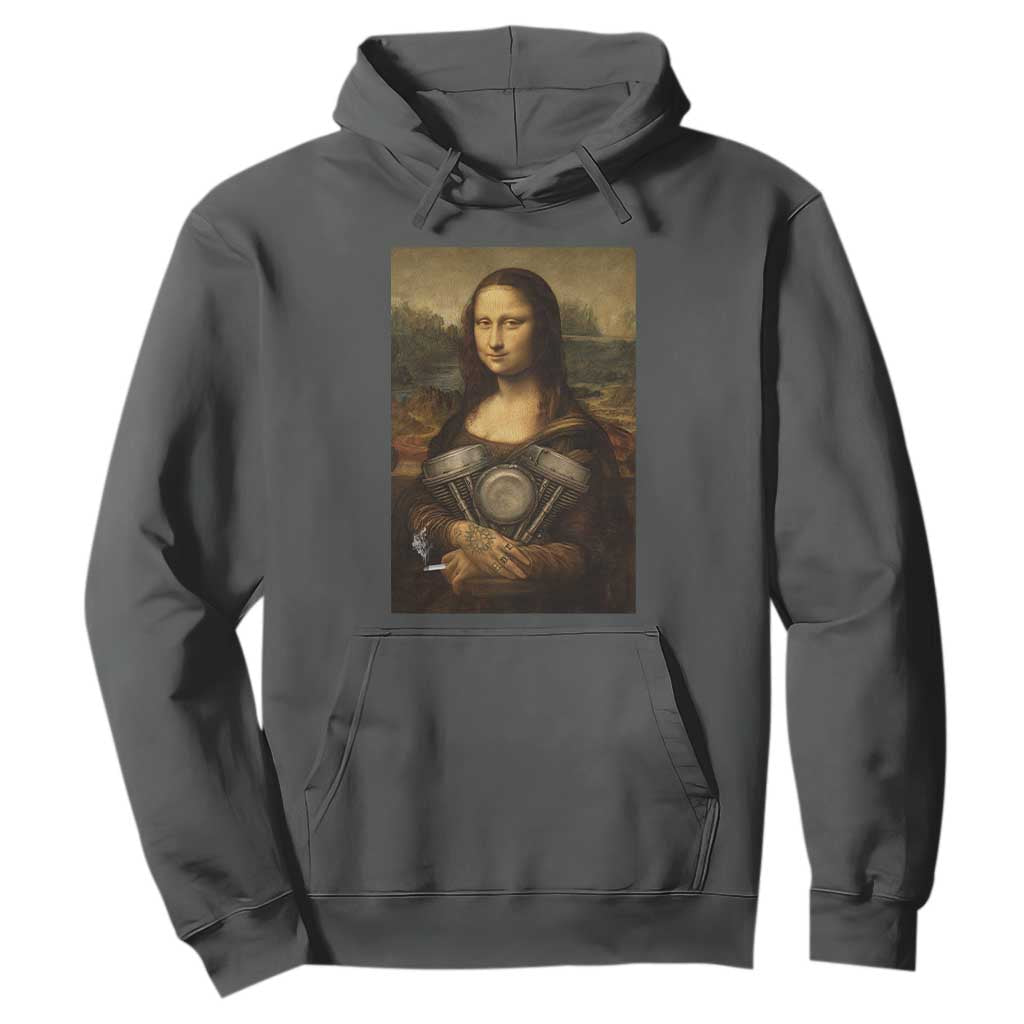 Funny Monalisa Rider Vintage Retro Motorcycle Engine Hoodie TS11 Dark Heather Print Your Wear