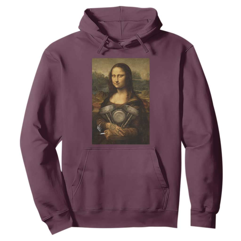 Funny Monalisa Rider Vintage Retro Motorcycle Engine Hoodie TS11 Maroon Print Your Wear