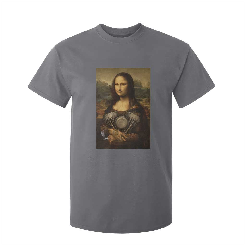 Funny Monalisa Rider Vintage Retro Motorcycle Engine T Shirt For Kid TS11 Charcoal Print Your Wear