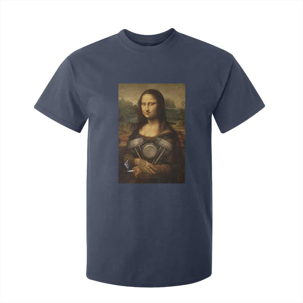 Funny Monalisa Rider Vintage Retro Motorcycle Engine T Shirt For Kid TS11 Navy Print Your Wear