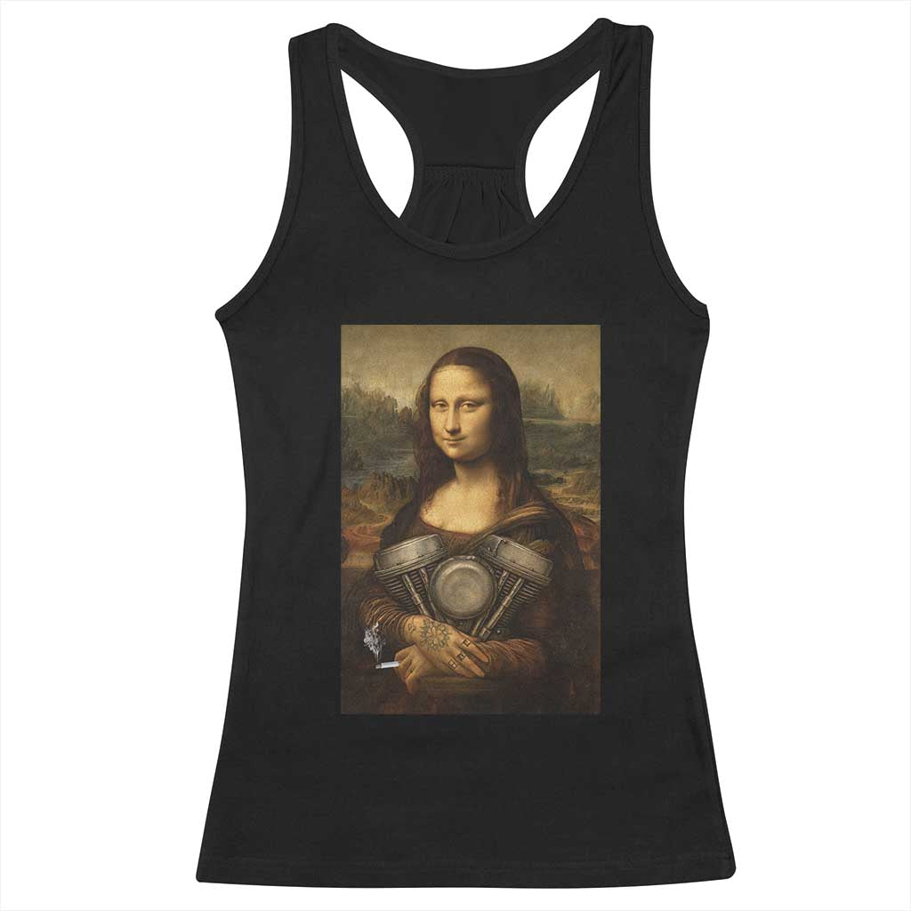 Funny Monalisa Rider Vintage Retro Motorcycle Engine Racerback Tank Top TS11 Black Print Your Wear