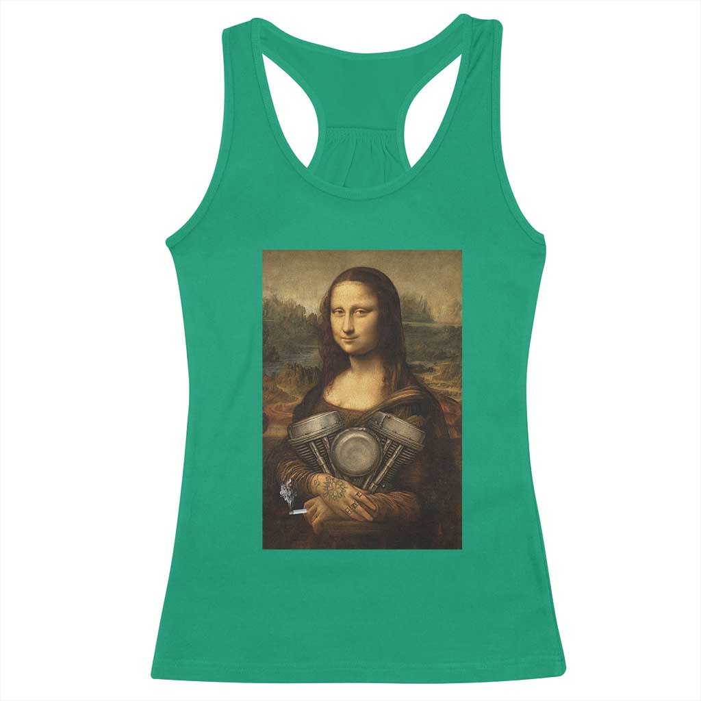 Funny Monalisa Rider Vintage Retro Motorcycle Engine Racerback Tank Top TS11 Irish Green Print Your Wear
